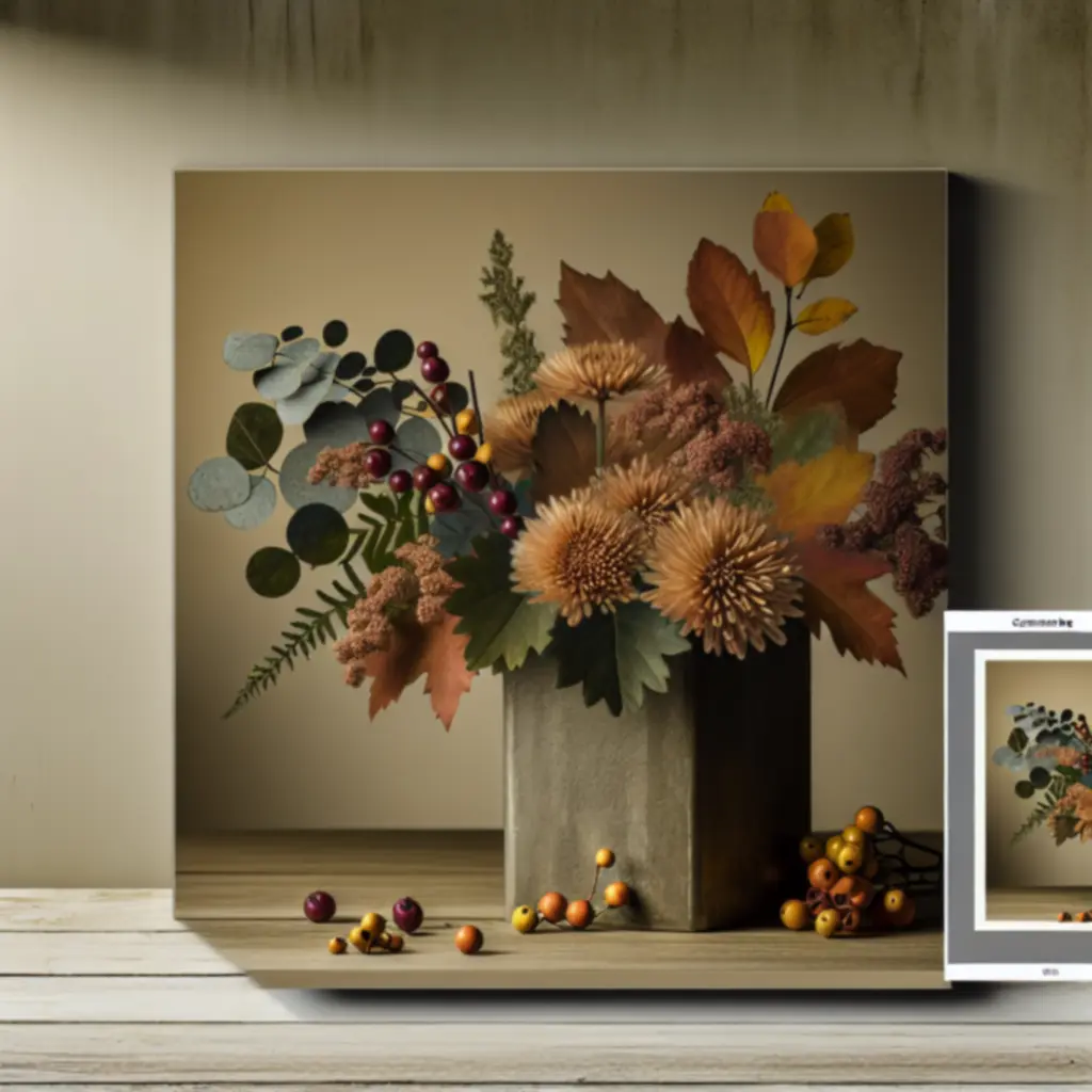 Őszi virágdísz meleg, földszínű árnyalatokkal