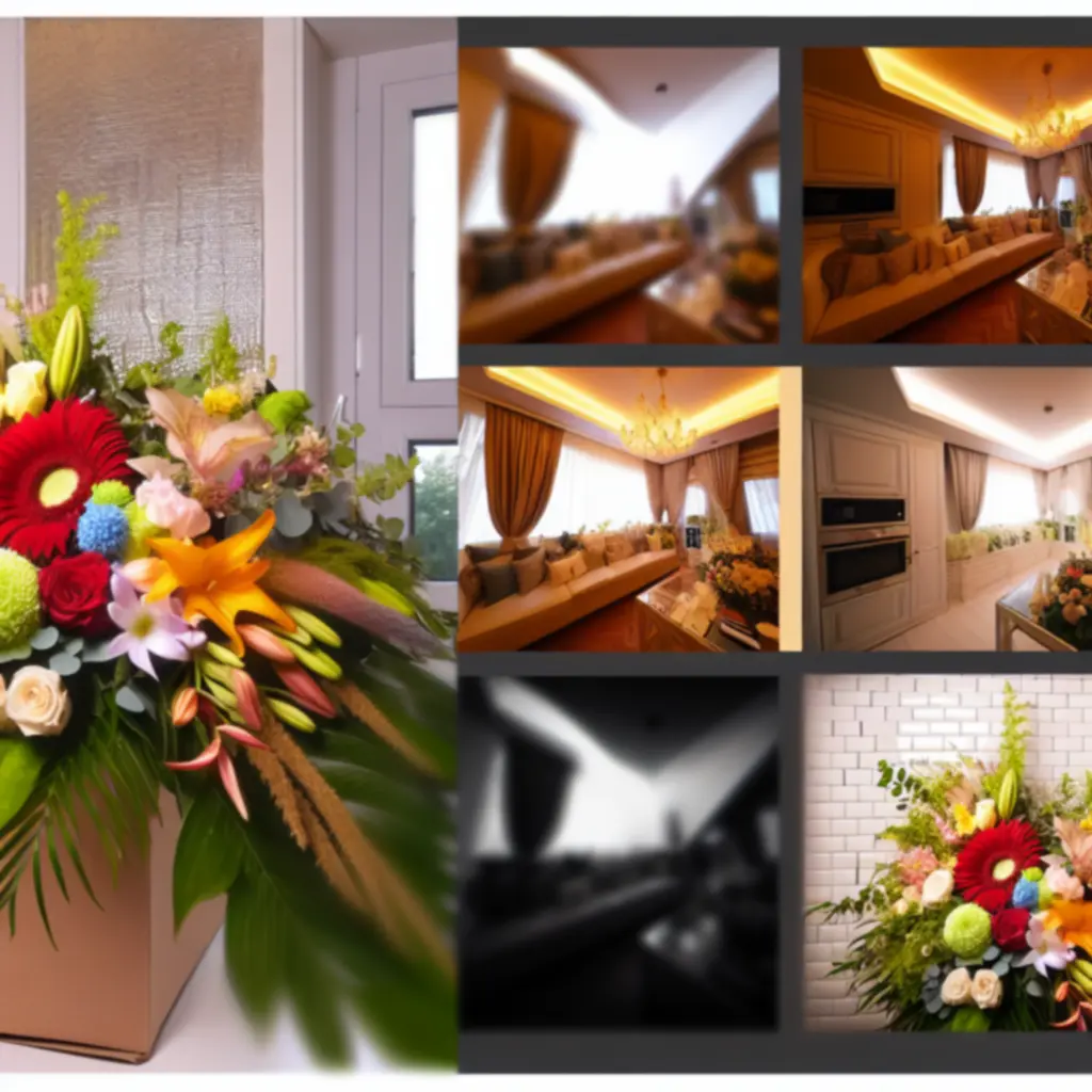 Ügyfél által fotózott virágkompozíció otthoni enteriőrben