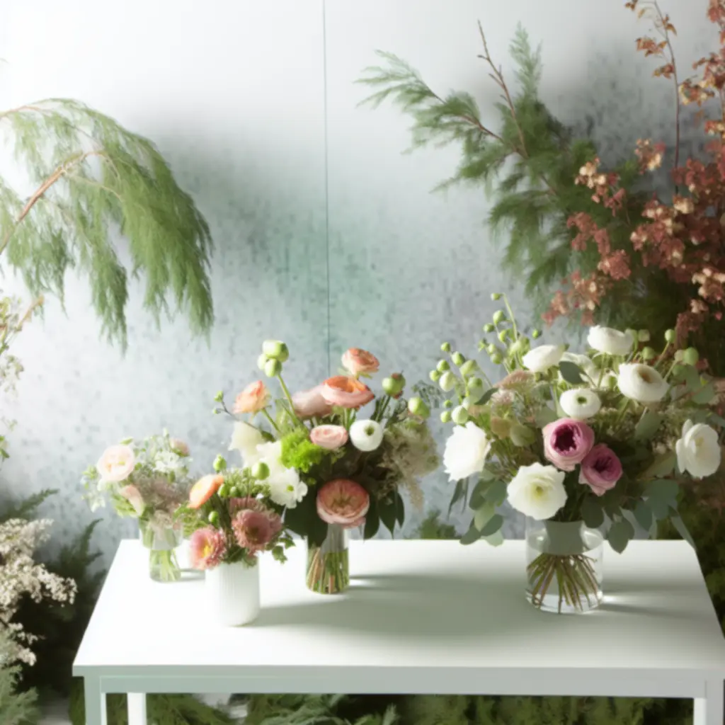 Szezonális virágcsokrok válogatása különböző színekben