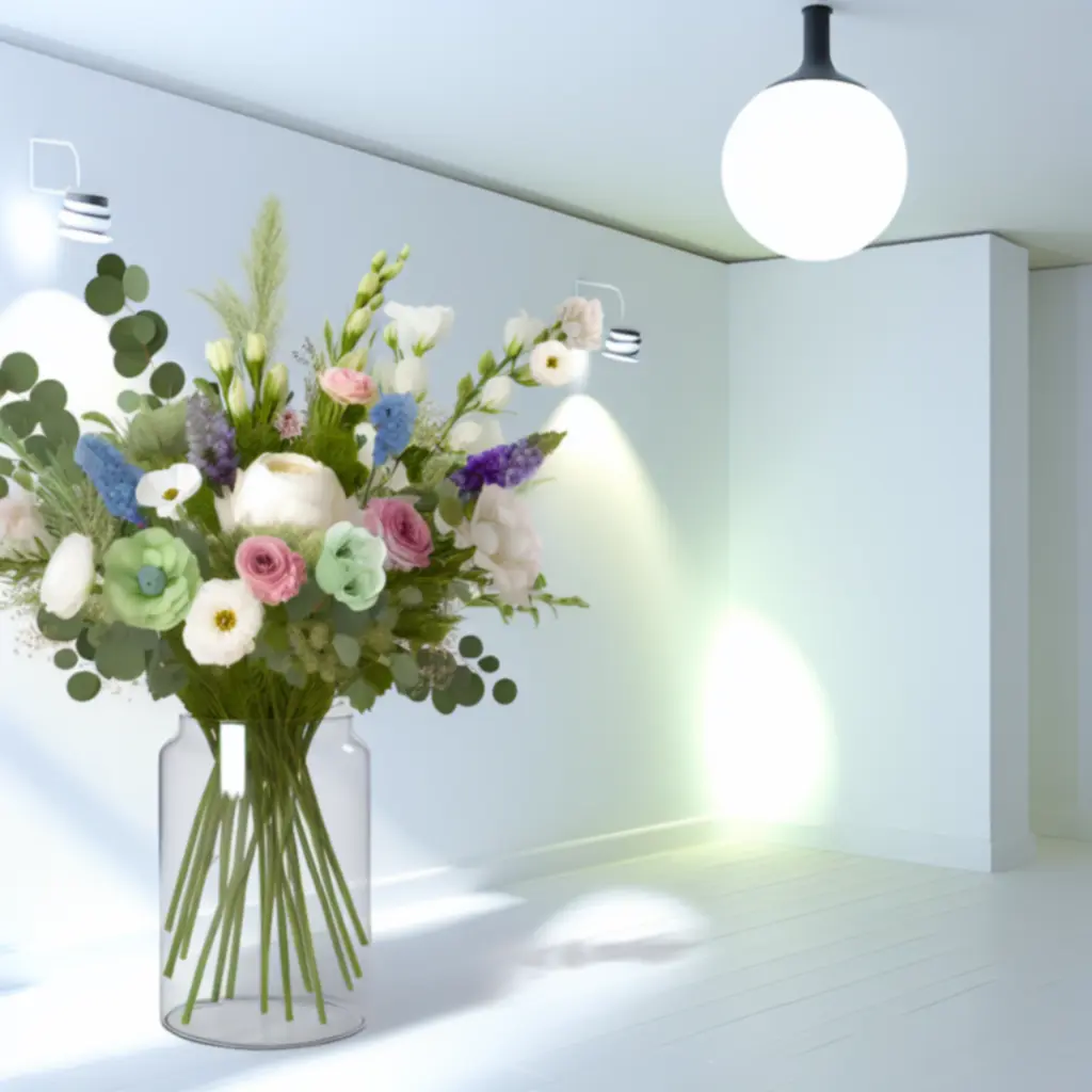 Elegáns szezonális virágcsokor világos, légies háttérrel